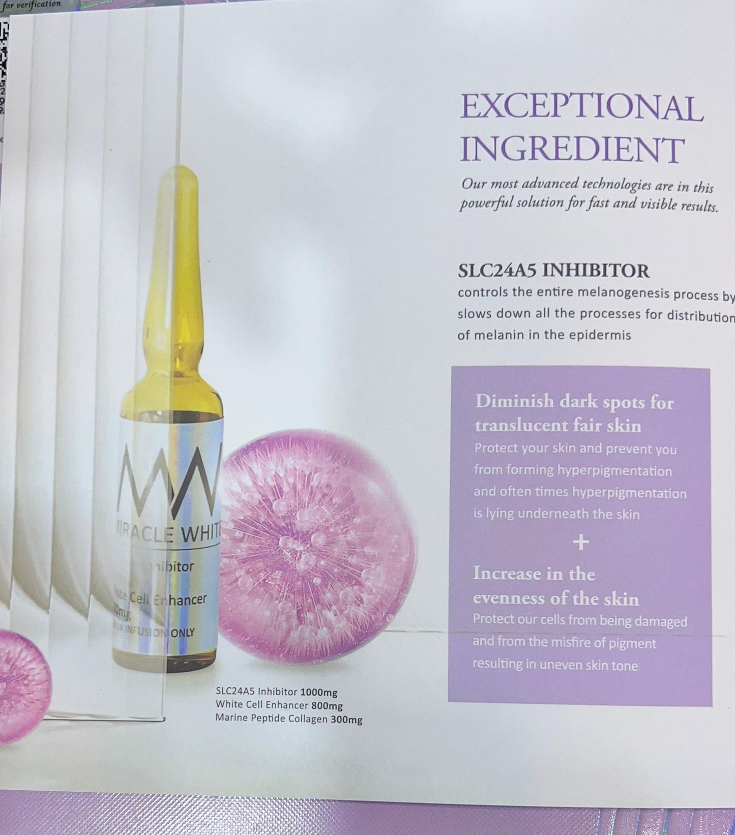 Miracle White Injection 60,000mg | Switzerland | 6 sessions