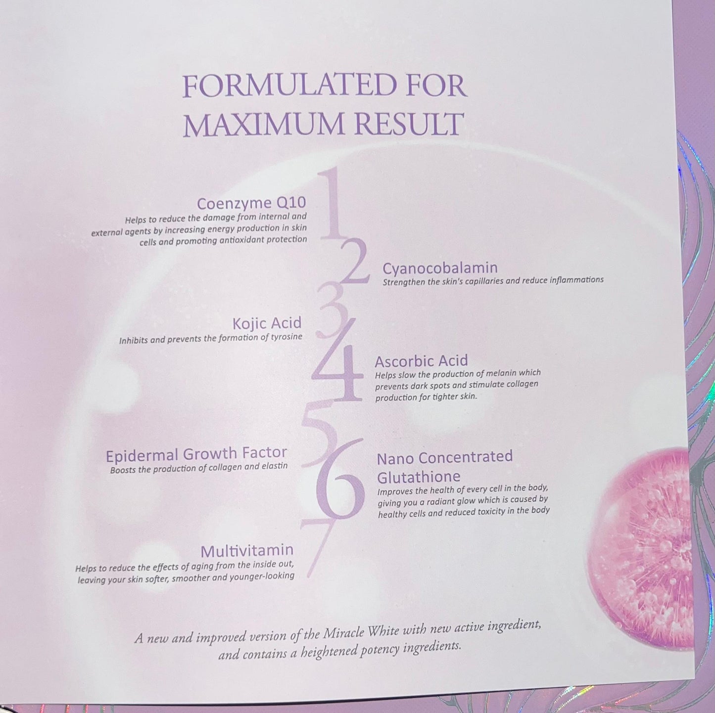 Miracle White Injection 60,000mg | Switzerland | 6 sessions